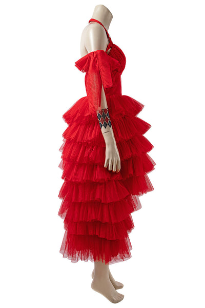 Women Red Dresses Outfit from Suicide Squad Harley Quinn Cosplay Costume