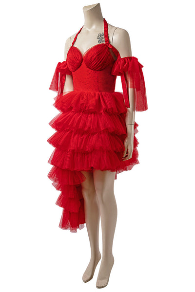 Women Red Dresses Outfit from Suicide Squad Harley Quinn Cosplay Costume