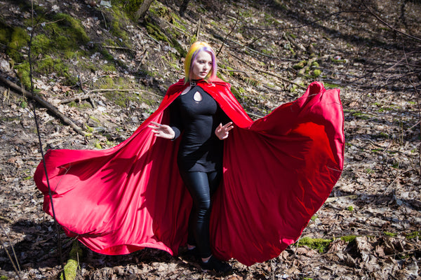 Medieval Cloak Red Cloak Bridal Cape Hooded Cloak Fantasy Cloak Hooded Cape Red Riding Hood