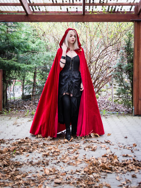 Medieval Cloak Red Cloak Bridal Cape Hooded Cloak Fantasy Cloak Hooded Cape Red Riding Hood