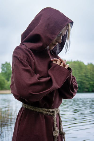 Priest habit Ritual clothing Grim Reaper costume Mage robe Wizard tunic Warlock dress Hooded monk robe Medieval robe Cultist costume