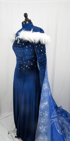 Winter Blue Dress Gown Costume Cosplay Adult Size Ice Snow Queen Inspired Frozen Christmas Holiday