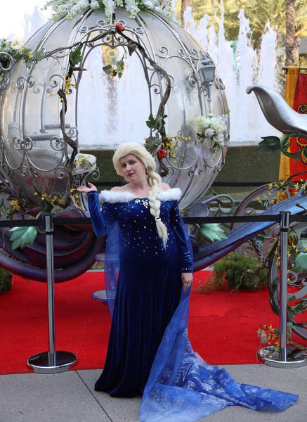 Christmas Holiday Winter Blue Dress Gown Costume Cosplay Adult Size Ice Snow Queen Inspired Frozen