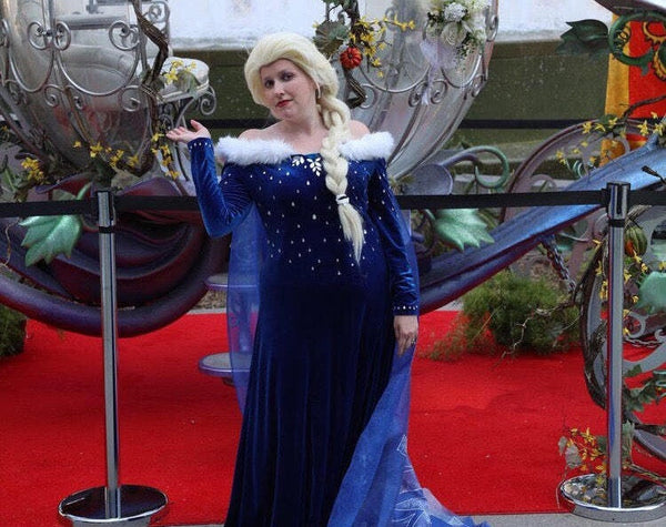 Winter Blue Dress Gown Costume Cosplay Adult Size Ice Snow Queen Inspired Frozen Christmas Holiday