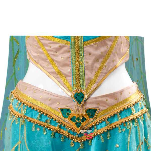 Costume for Women Teal Peacock Dress Halloween Cos Costume Christmas Easter Holiday Matsuri Jasmine Princess Dress Aladdin Costume Movie