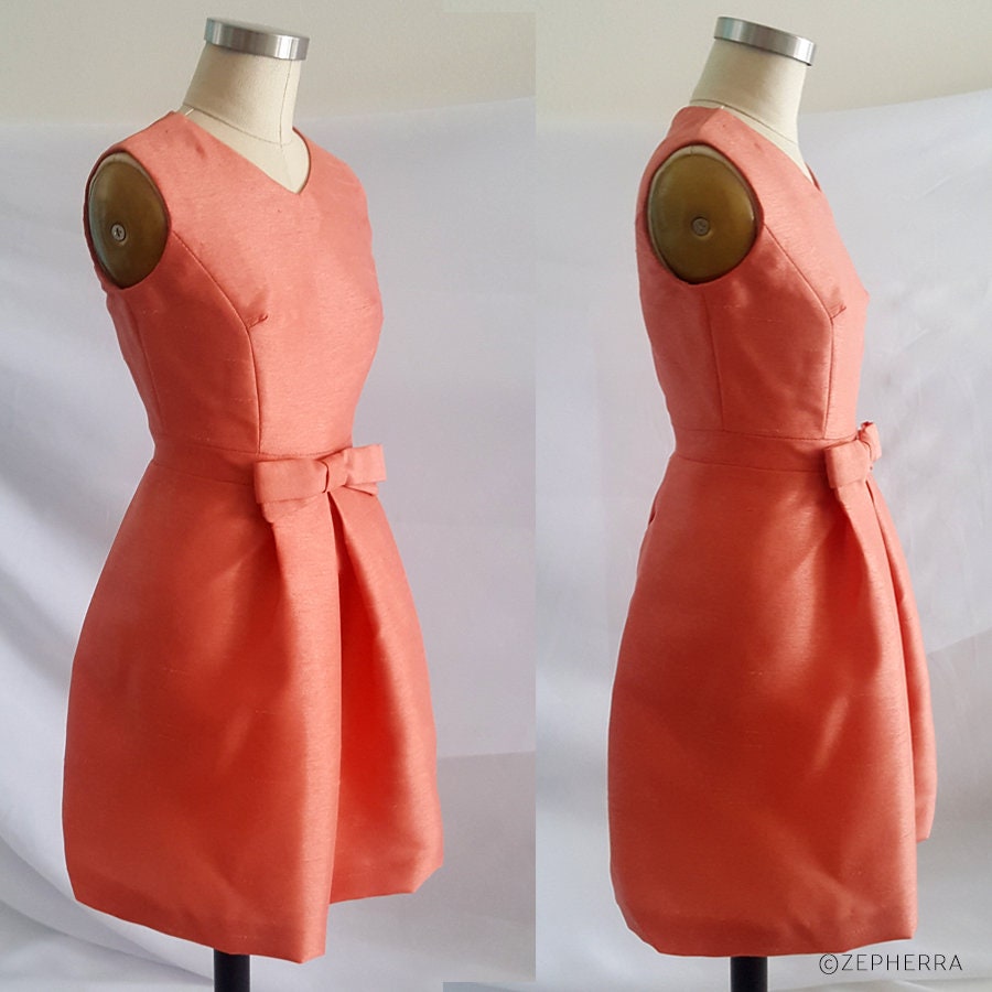 JVintage inspired Dress Cocktail Dress 60s Dress Custom made dress Mother of bride ackie Kennedy Orange Dress Jackie O Dress 1960s