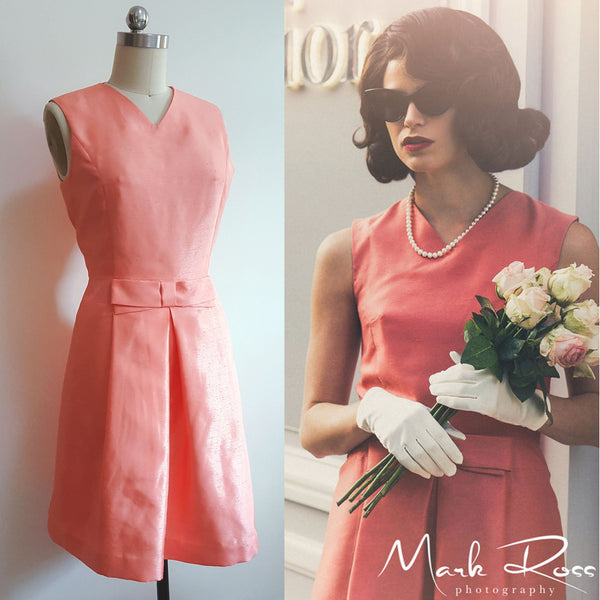 JVintage inspired Dress Cocktail Dress 60s Dress Custom made dress Mother of bride ackie Kennedy Orange Dress Jackie O Dress 1960s