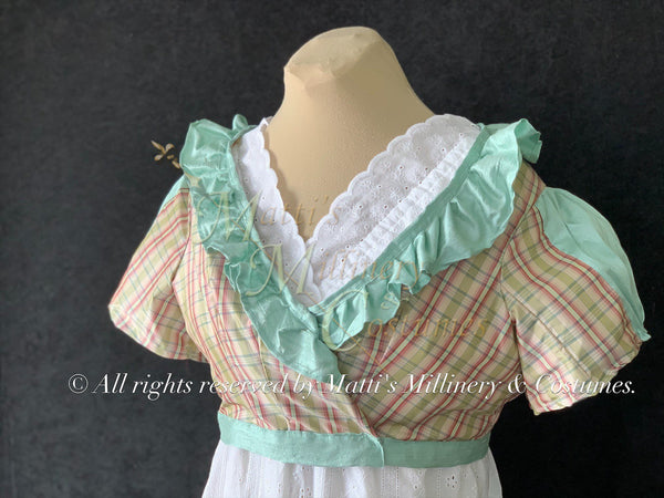 Spencer Short Jacket Pelisse Plaid Crossover Regency Jane Austen Day Dress