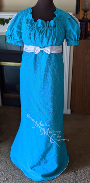 Jane Austen Regency Day Dress Gown Embroidered Eyelet Cotton