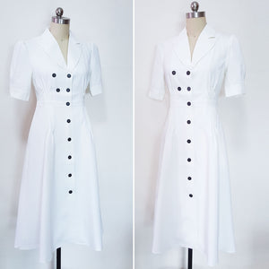 Midi shirtdress retro shirtdress summer dress white dress custom dress Kate Middleton White Shirtdress Wimbleton Day 2 Summer dress
