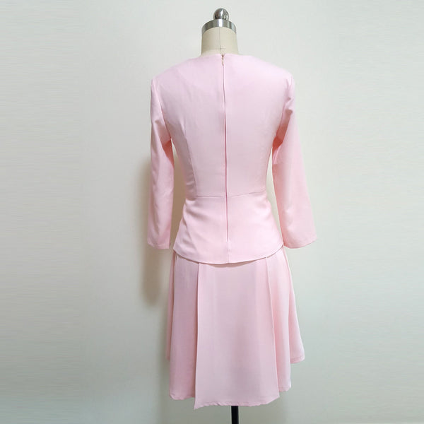 Deep V neckline dress Custom made dress Duchess of Cambridge pink dress mother of bride dress Kate Middleton dress pink peplum dress