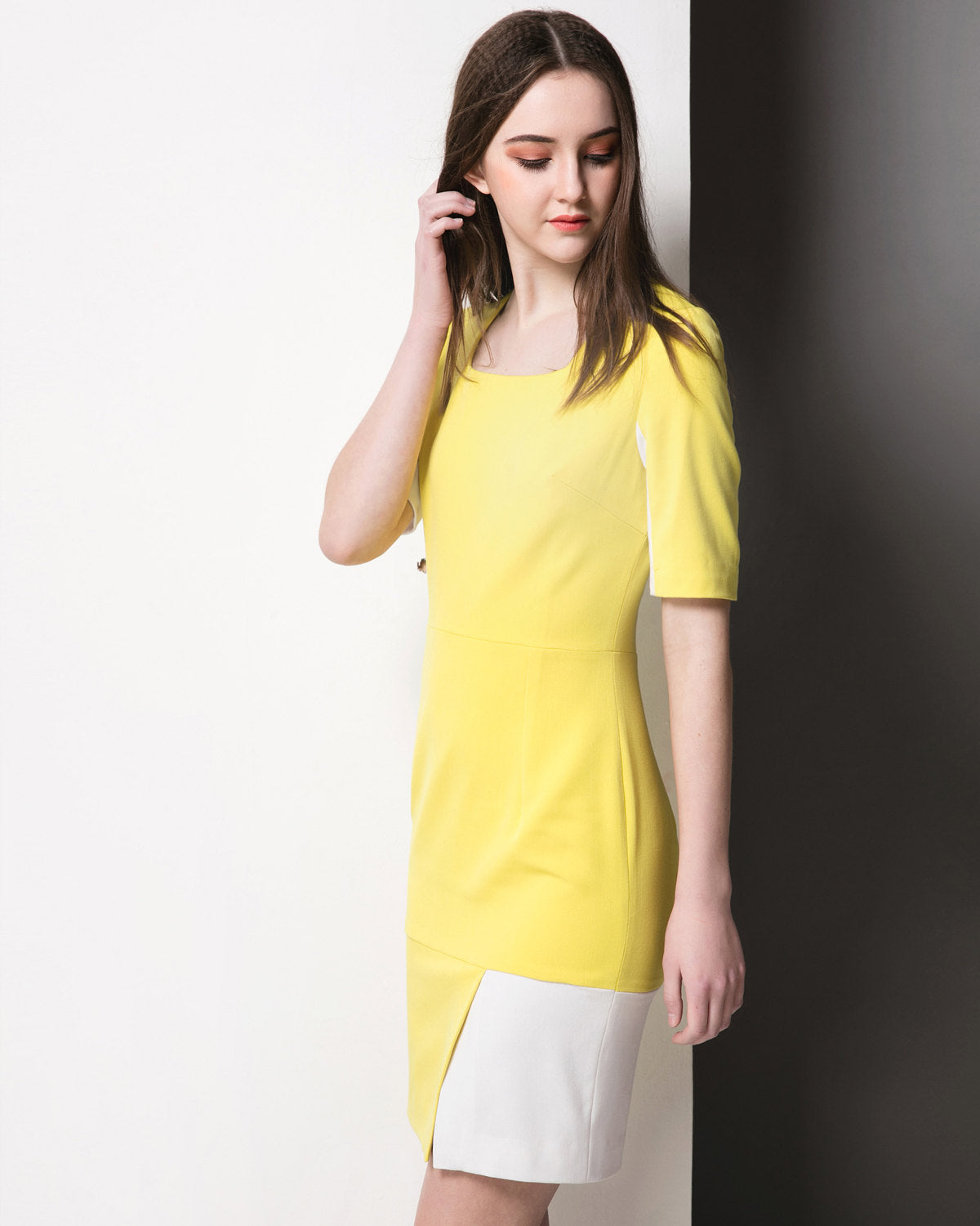 Custom made Custom made dress duchess wimbledon dress Kate Middleton dress Mod 60s' dress yellow colorblock dress work shiftdress