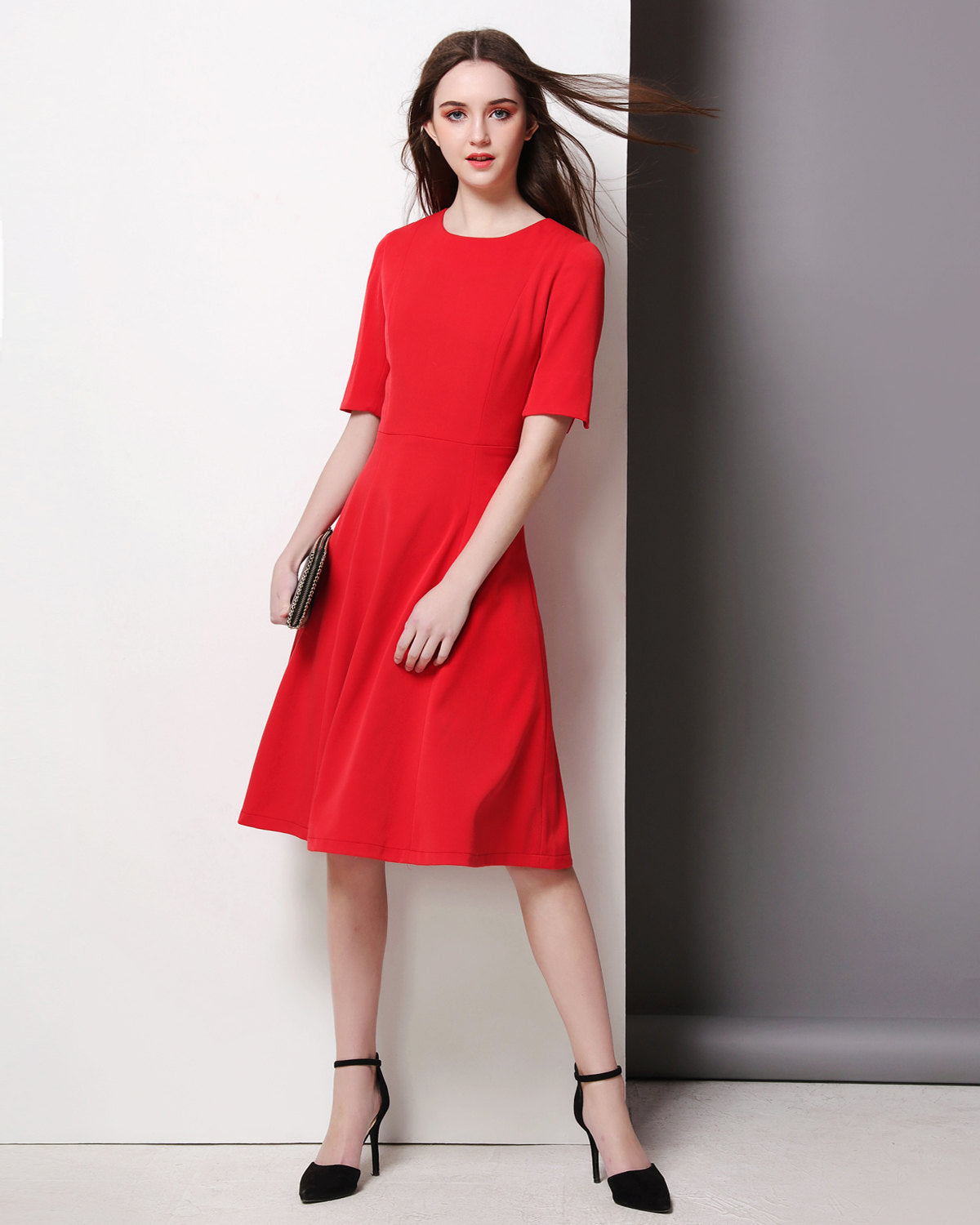 Custom made dress Swing dress 50's dress Duchess of Cambridge dress Kate Middleton inspired red skater dress Dress eugenia red dress