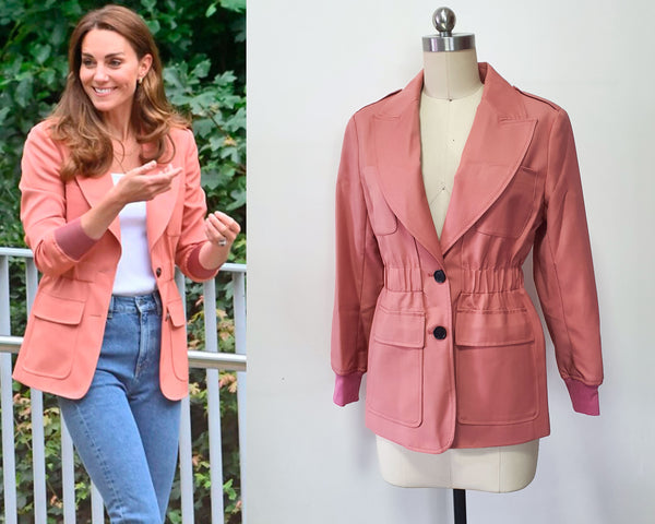 Kate Middleton utility jacket Spring summer jacket safari jacket 70s utilitarian style Duchess of cambridge orange cargo pocket blazer