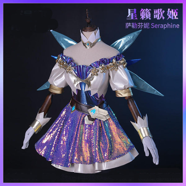 Cosplay Costume Dresses Shoes Wig Outfit LOL The Starry-Eyed Songstress Seraphine