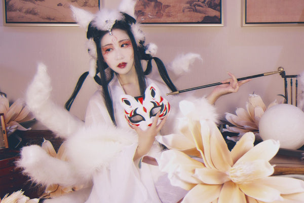 Prop White and Pink Brown Color Nine Tails LOL Ahri's Tail Ahri Cosplay Costume