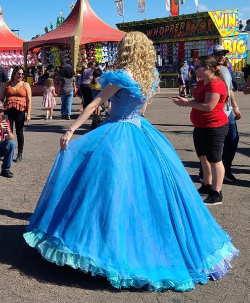 Live Action Cinderella Dress Ballgown Cinderella Blue Cosplay Costume