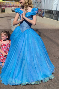 Live Action Cinderella Dress Ballgown Cinderella Blue Cosplay Costume