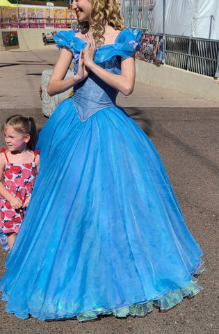 Live Action Cinderella Dress Ballgown Cinderella Blue Cosplay Costume