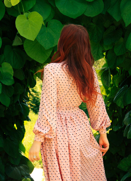 Polka dot dress Daily dress Long sleeve dress fashionable dress