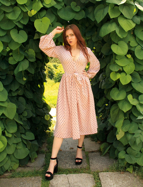 Polka dot dress Daily dress Long sleeve dress fashionable dress