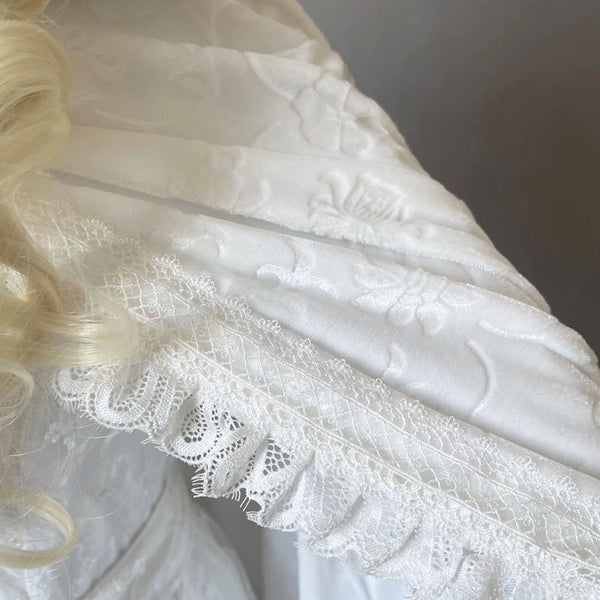 Elven dress cape robe hood white lace Lord of the Rings fairy elf dress Galadriel dress
