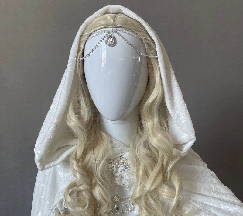 Elven dress cape robe hood white lace Lord of the Rings fairy elf dres –  Cosplayrr