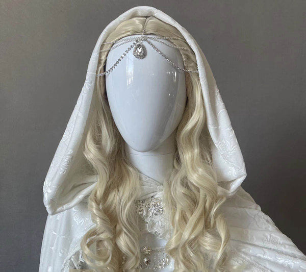Elven dress cape robe hood white lace Lord of the Rings fairy elf dress Galadriel dress