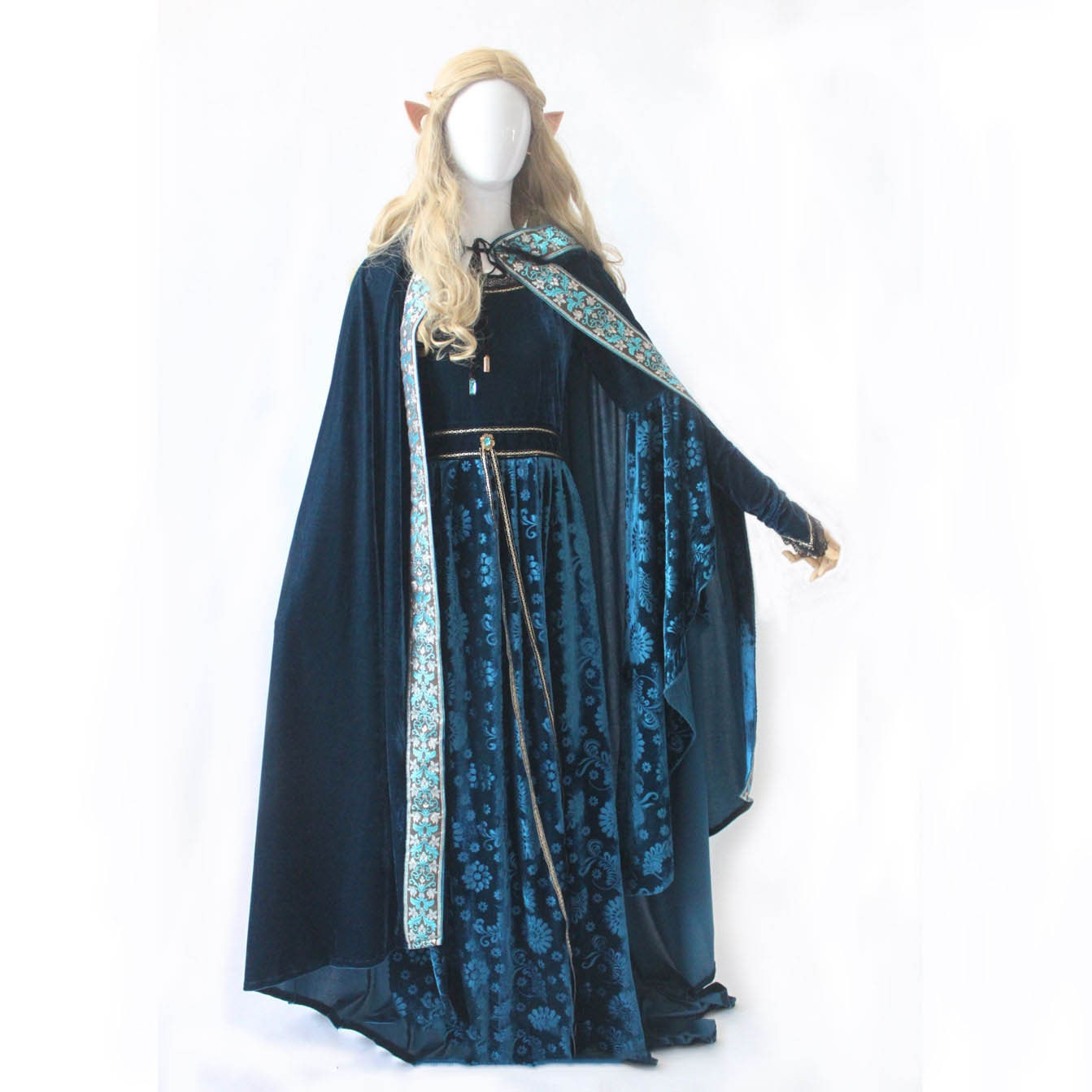Elven dress cape robe hood white lace Lord of the Rings fairy elf dres Cosplayrr Elven dress cape robe hood white lace Lord of the Rings fairy elf dres Cosplayrr