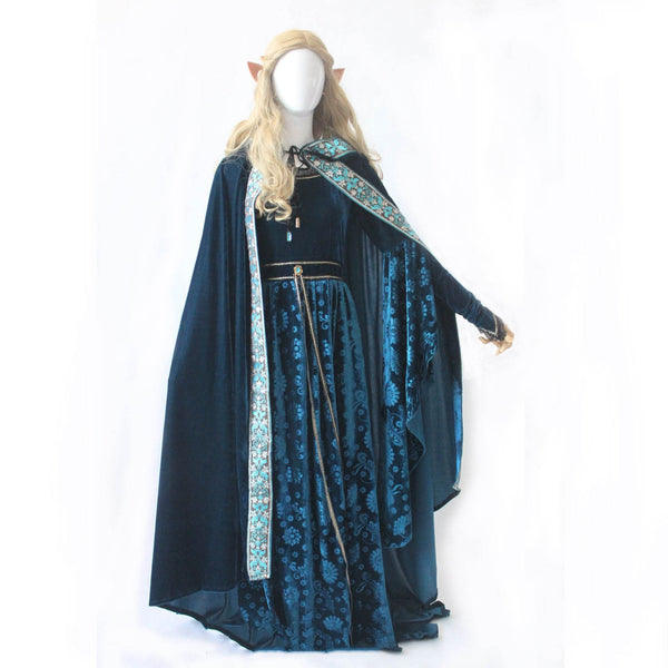 Elven dress cape robe hood white lace Lord of the Rings fairy elf dress Galadriel dress