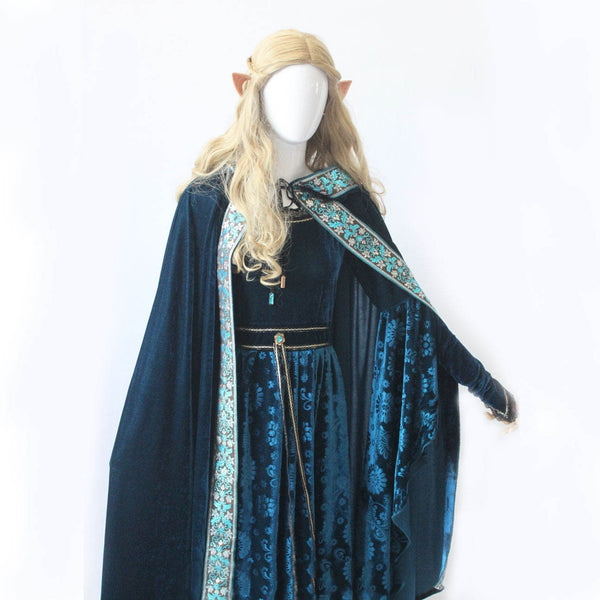 Elven dress cape robe hood white lace Lord of the Rings fairy elf dress Galadriel dress