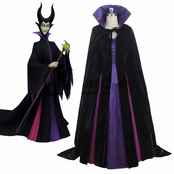 Maleficent Costume Evil Queen Cosplay Dress With Cape From Sleeping Beauty