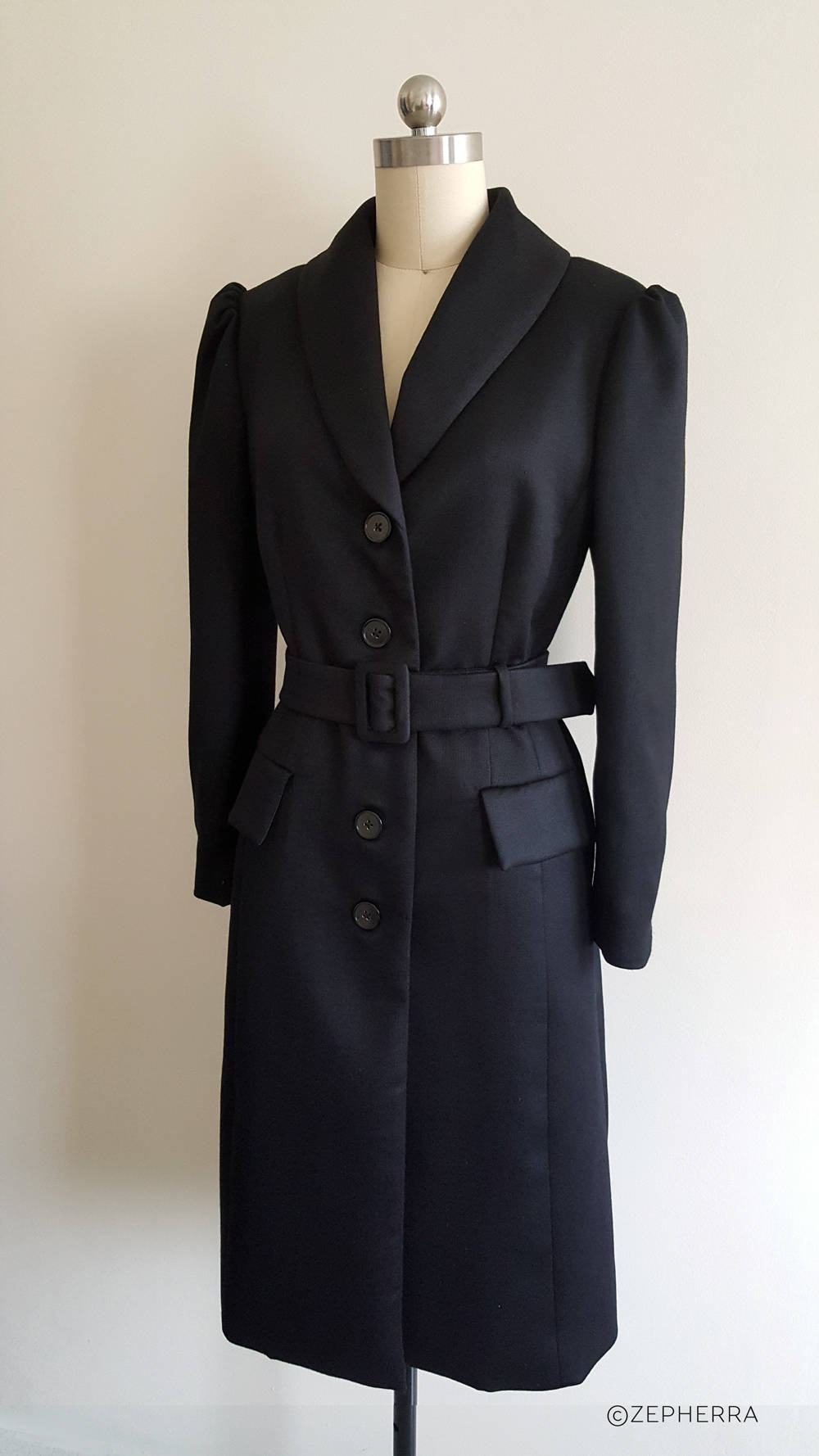 Cosplay Mary poppins black wool jacket custom made vintage 1950s inspired coat Mary Poppins Coat black wool coat Black costume coat