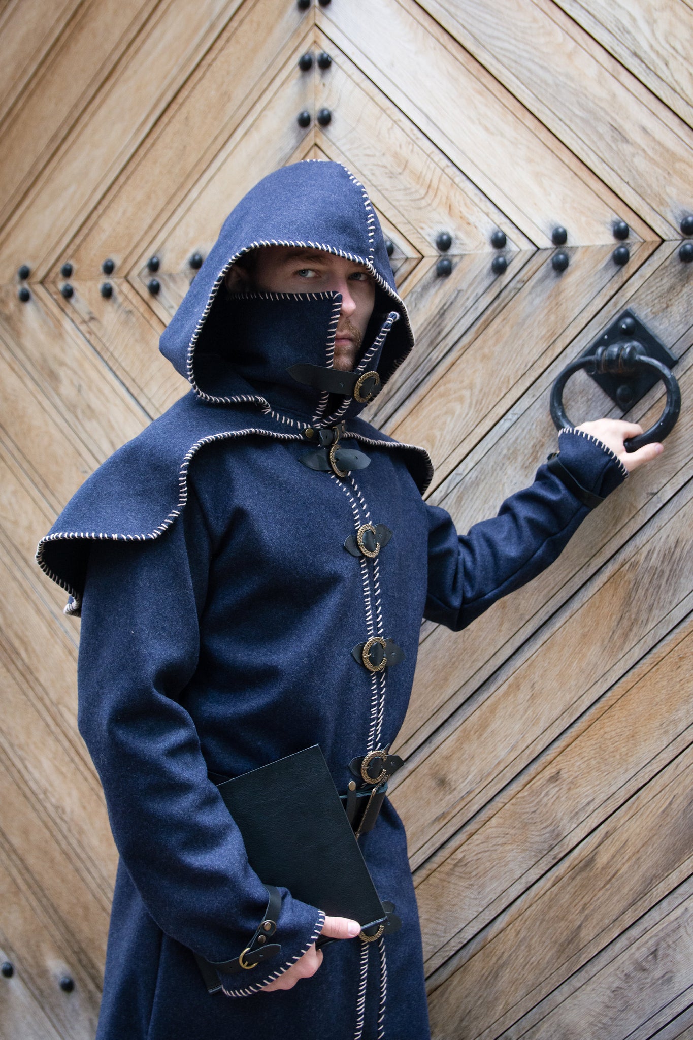 Assassin Costume Cultist Outfit Alchemist Adventurer Clothing Medieval Coat with Hood Fantasy Robe Wizard Mantle
