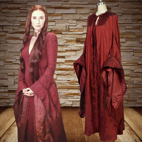 Halloween Adult Cosplay Costume Priestess Suit for Women Medieval Dress Thrones Game Dress Costume Melisandre Red Robe