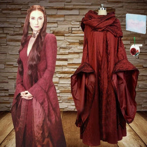 Halloween Adult Cosplay Costume Priestess Suit for Women Medieval Dress Thrones Game Dress Costume Melisandre Red Robe