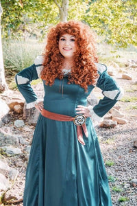 Cosplay Merida Brave dress adult+brooch costume princess inspired cloak