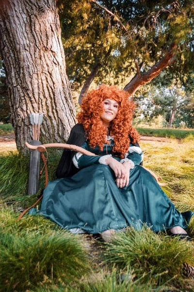 Cosplay Merida Brave dress adult+brooch costume princess inspired cloak