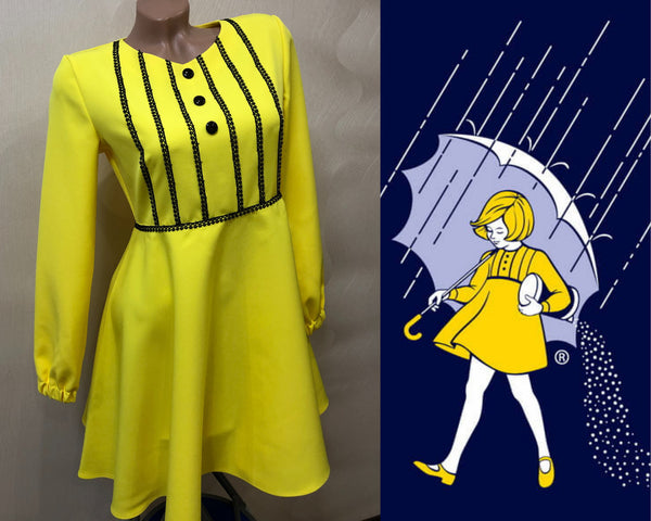 Spring dress Yellow Bridesmaid dress Party dress Long Sleeve dress Morton salt girl dress Halloween dress Yellow dress kids women dress