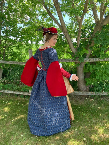 Skirt Parr Boleyn French hood costume NEW Blue Red Gold Tudor Court princess Royal Renaissance Faire Theater dress