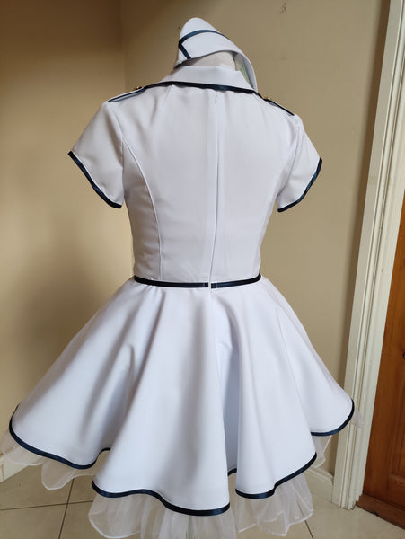 Nautica Rockabilly dress, Navy Military Lady dress with hat militarily side cap