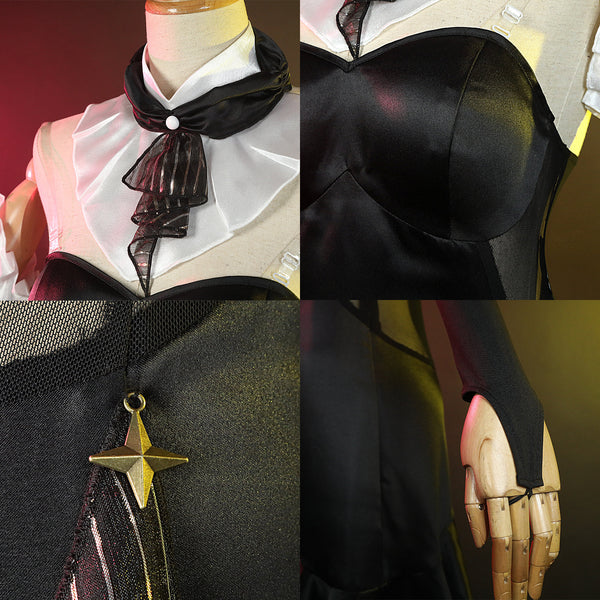 Genshin Impact Concert Women Black Cheongsam Dress Wig Outfit Ningguang Cosplay Costume