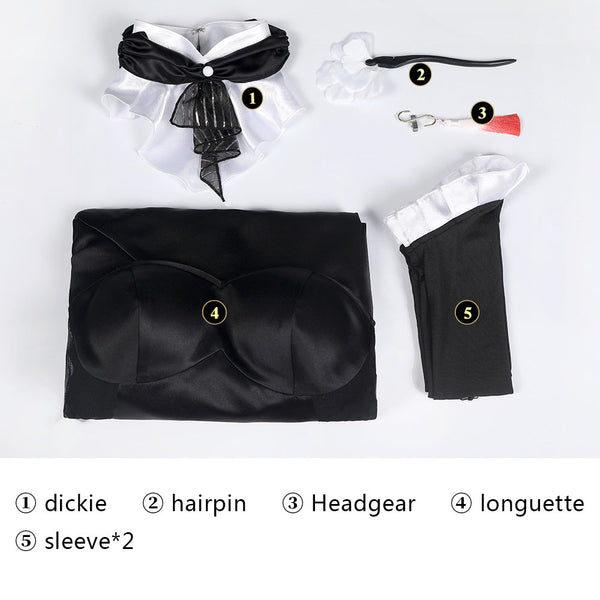 Genshin Impact Concert Women Black Cheongsam Dress Wig Outfit Ningguang Cosplay Costume