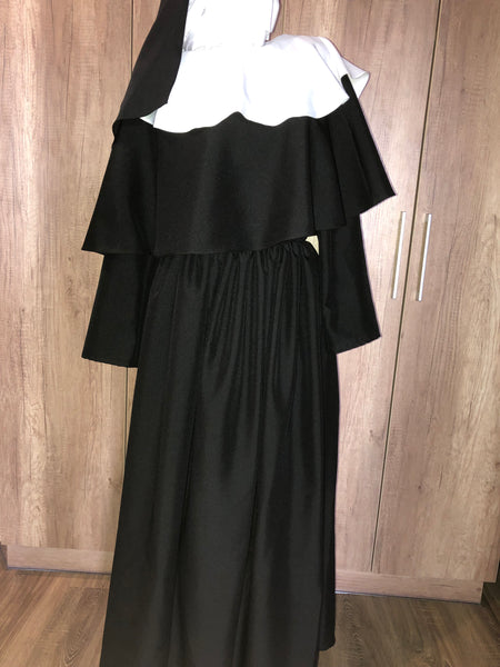 Halloween costume Black Gothic Nun's costume Historic Renaissance Saint costume Nun costume Valak Nun Head Piece Medieval nun Horror movie