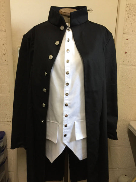 With white waistcoat Papa inspired Black coat