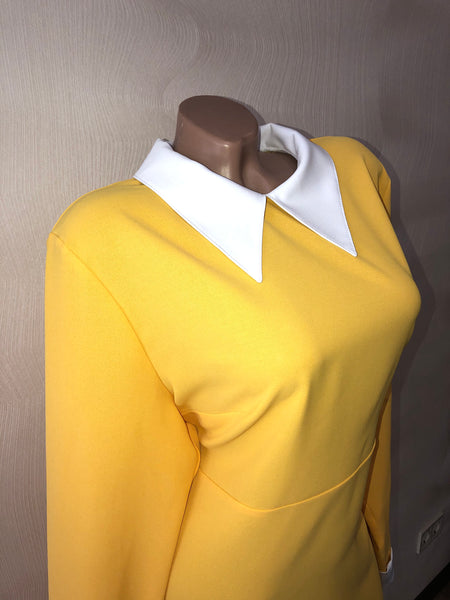 Halloween costume for women toddler girl Cosplay Smock dress Bishop Bodydoll dress Peter Pan collar dress Yellow dress with white collar