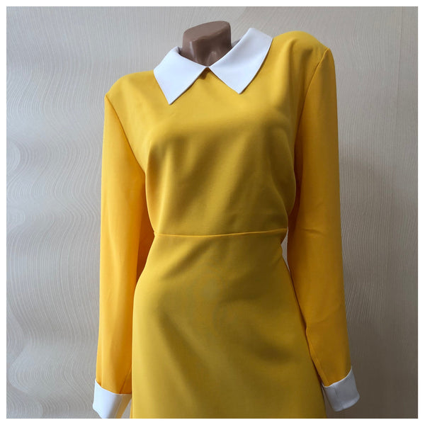 Halloween costume for women toddler girl Cosplay Smock dress Bishop Bodydoll dress Peter Pan collar dress Yellow dress with white collar