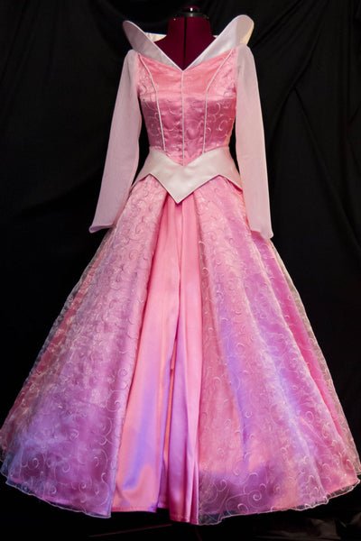 Costume GOWN Custom Cosplay Pink Swirls ADULT Sleeping Beauty Aurora