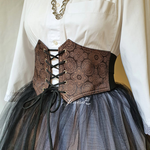 Gothic elastic corset A gift for her Pirate corset waist Renaissance corset belt gray