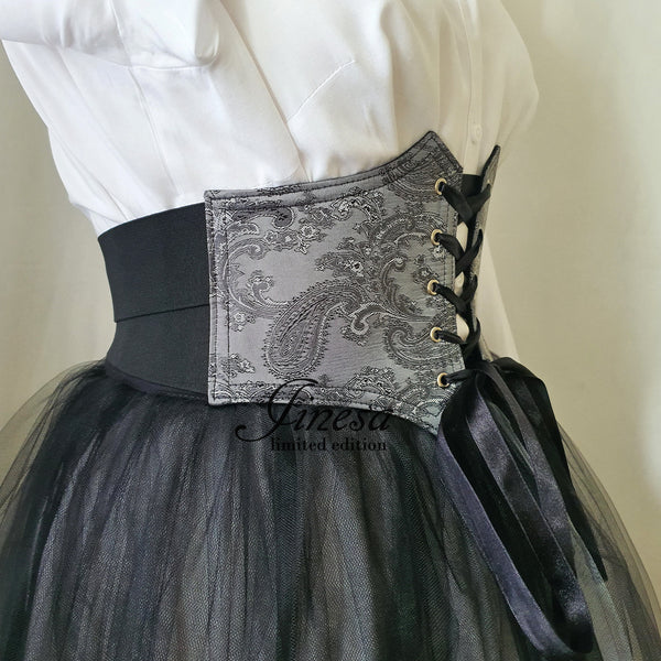 Gothic elastic corset A gift for her Pirate corset waist Renaissance corset belt gray